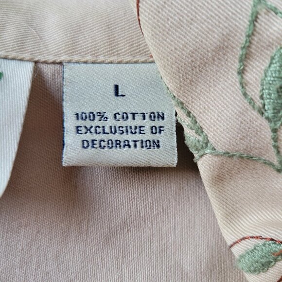 Tantrums Button Front Floral Embroidered Beige Women’s L Jacket, Like New, EUC - Picture 5 of 7